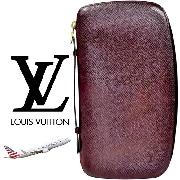 Louis Vuitton Atoll Taiga Large Travel Case Organizer Wallet Burgundy Gold LV - Picture 2 of 15